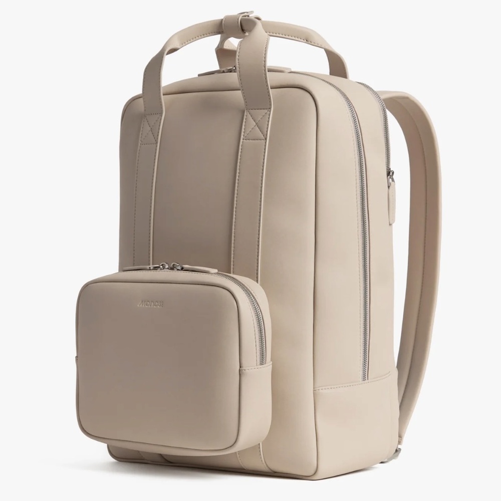 Monos Metro Backpack + Folio Kit - Ivory Vegan Leather